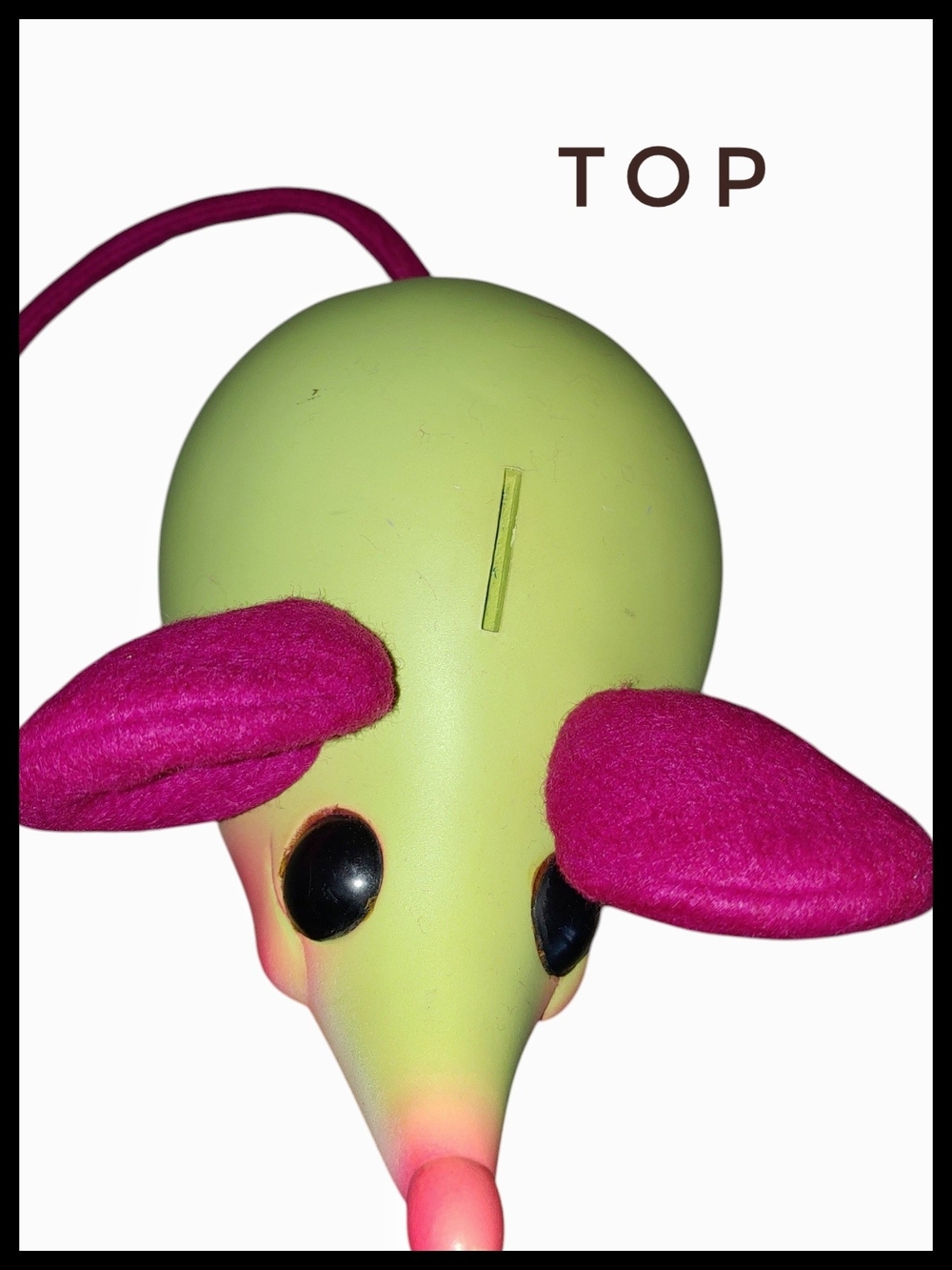 Vintage Mouse Coin Bank - Lime Green & Magenta - Picture 5 of 7